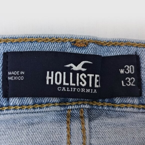 HOLLISTER Distressed Jeans Slim Straight Epic Flex Light Wash Denim Mens 30 x 32 - Picture 3 of 13